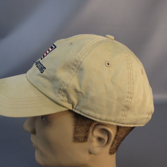 Hawks Landing Strapback Hat Khaki Tan‎ Adjustable Golf Course Cap USA Flag - Picture 3 of 9